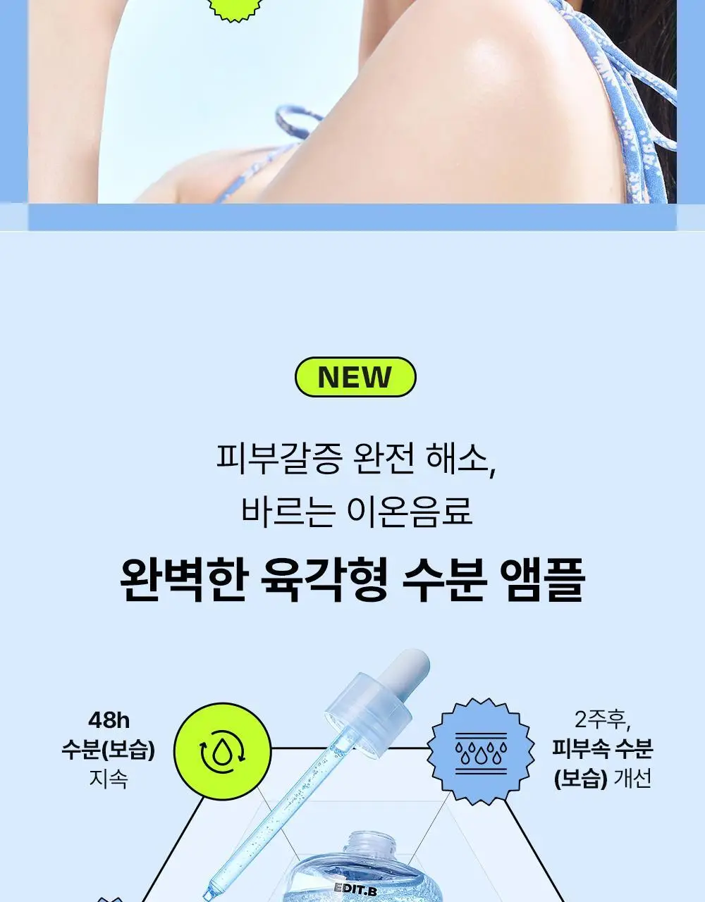 [48H수분지속/대용량] 에딧비 수분 장벽 팡 히알루론산 판테놀 앰플 100ml 상세페이지 4